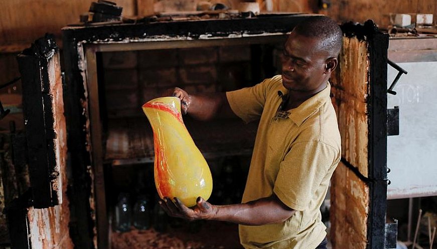 Ghana's Only Glassblower Is Turning TVs And Windows Into Artistic Wonders